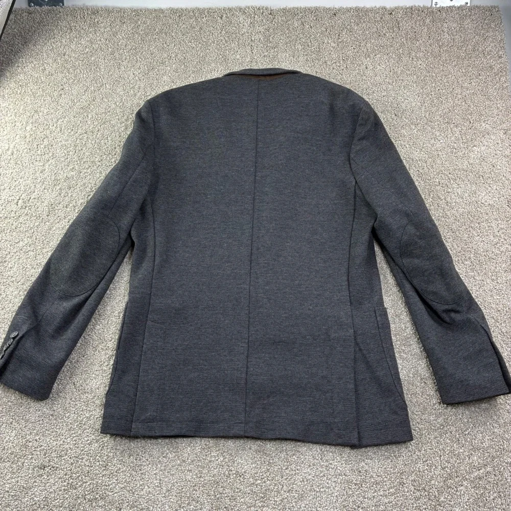 Joseph Abboud Mens‎ L Gray Textured Knit Blazer Sport Coat Elbow Patches Career